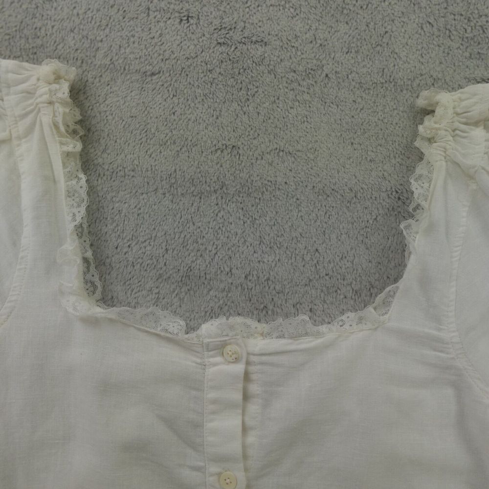 Sezane Blouse White Lace Trim Linen‎ Frances Cottagecore - Picture 12 of 16
